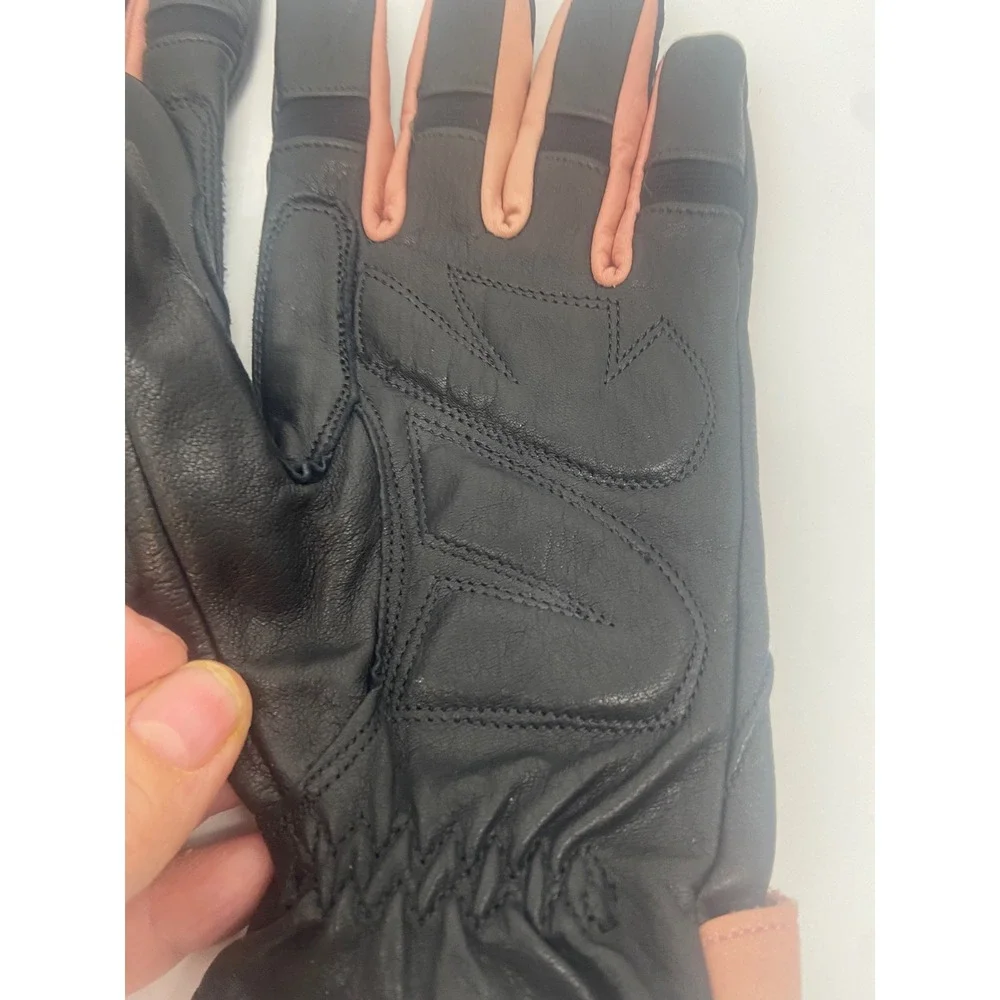 Harley Davidson Womens Black/ Pink Leather Riding Gloves Gel Palm 97217 Size Lrg